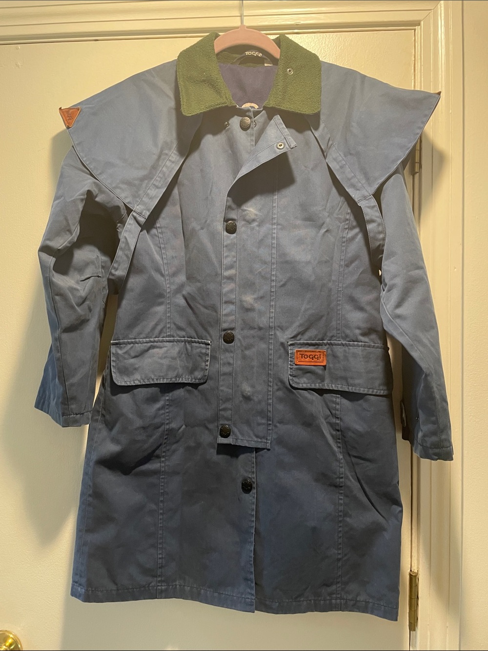 Toggi Men's Military Field Jacket in Slate Blue with Green Collar
